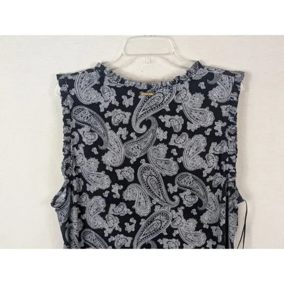 Michael Kors Paisley Print Sleeveless Dress Navy Blue Women's Size 2X - Picture 8 of 10